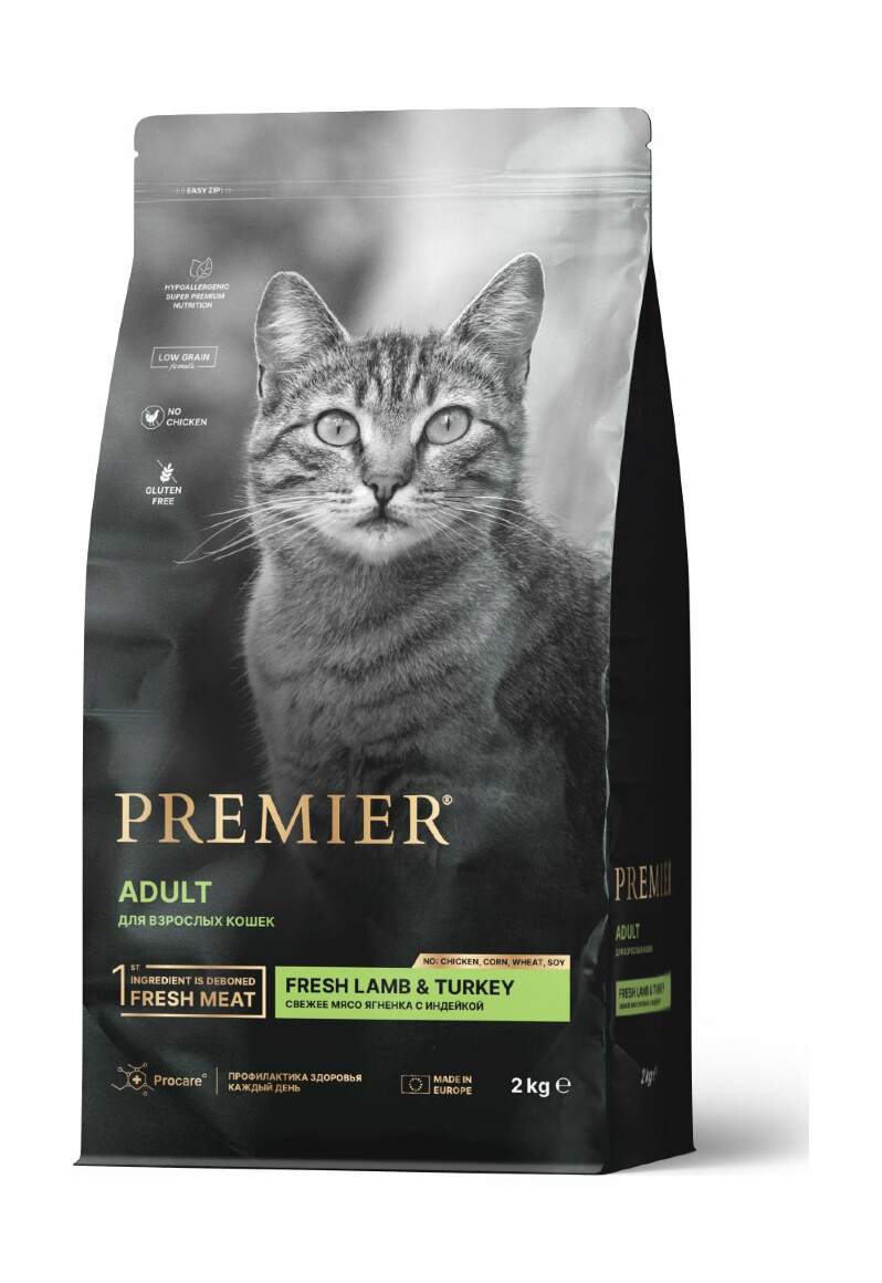 Premier Cat Lamb&Turkey - Сухой корм для взрослых кошек с нормальной  активностью, с Ягненком и Индейкой купить в зоомагазине «PetXP»