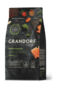 Grandorf Fresh Cat Salmon - Сухой корм для взрослых кошек , для здоровья кожи и шерсти или склонных к аллергии, с лососем и бататом
