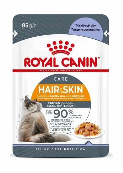 Royal Canin Hair&Skin Care - Влажный корм для поддержания красоты шерсти кошек, в желе 85гр
