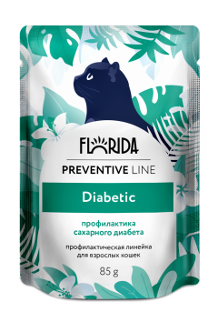 Florida - Паучи для кошек Diabetic, профилактика Сахарного Диабета, 85 гр