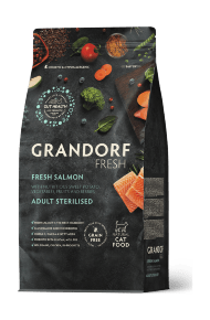 Grandorf Fresh Cat Salmon Sterilised - Сухой корм для стерелизованных кошек , для здоровья кожи и шерсти или склонных к аллергии, с лососем и бататом
