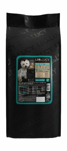 Leo & Lucy Holistic - Сухой корм для собак мини пород, Телятина с яблоками, 4.5 кг