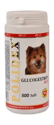 Polidex - Кормовая добавка для собак Глюкогекстрон плюс, для профилактики и лечения заболеваний опорно - двигательного аппарата, 500 табл.