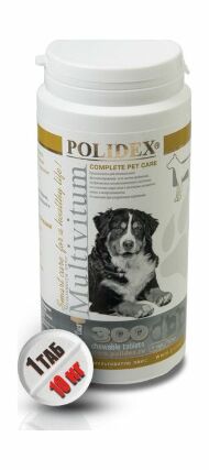 Polidex - Витаминно - минеральная добавка для собак, Мультивитум плюс, 300 табл.