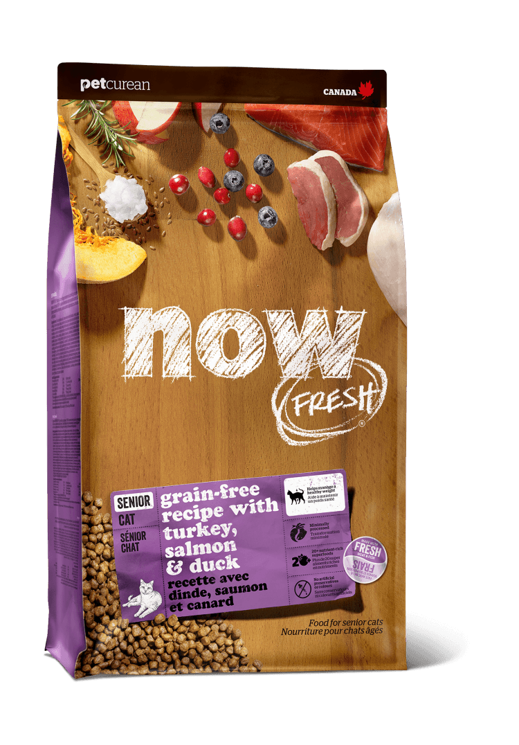 Now Fresh Senior Cat - Сухой корм для пожилых кошек, с индейкой, лососем и  уткой, контроль веса купить в зоомагазине «PetXP»