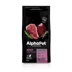 AlphaPet СуперПремиум - Сухой корм для взрослых кошек, с Говядиной и Печенью