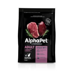 AlphaPet СуперПремиум - Сухой корм для взрослых кошек, с Говядиной и Печенью