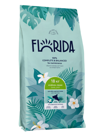 Florida - Сухой корм для взрослых собак крупных пород, с ягненком и грушей